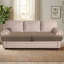 H.VERSAILTEX Stretch 2 Piece T Cushion Sofa Slipcovers Individually Sofa Cushion Covers for 2 Cushion Couch Sofa Seat Cushion Covers with Elastic Bands Featuring Thicker Jacquard Fabric, Macchiato, 31"D x 86"W x 8"H
