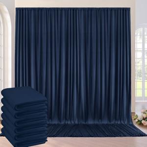 30ft8ft Wrinkle Free Navy Blue Backdrop Curtains for Parties, 6 Panels 5ft8ft Thick&Silky Polyester Navy Photo Backdrop Drapes Curtains for Graduation Party Baby Shower Birthday Wedding Photography
