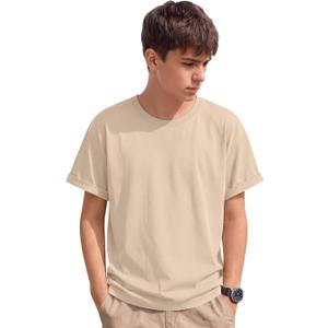 Boy Shirts Kids Short Sleeve Summer Tops Youth Basic Crew Neck Loose Casual Tees Size 13-14 Years