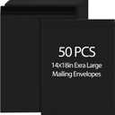 Motipuns 50 Pcs 14'' x 18'' Extra Large Mailing Envelopes 32lb with Gummed Flaps, Catalog Jumbo Craft Envelopes for Mailing, Storage and Organizing Documents Office Supplies(Black)