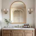 Arch Vintage Gold Mirror,20"x30" Antique Baroque Beaded Traditional Ornate Distressed Wall Mirror for Washroom, Living Room, Entryway, Bathroom, Fireplace