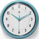 Infinity Instruments LTD. Retro 9 inch Silent Sweep Non-Ticking Mid Century Modern Kitchen Diner Wall Clock Quartz Movement Retro Wall Clock Decorative (Turquoise)