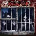 5 x 2Pcs Halloween Window Decorations,Scary Halloween Decorations Curtain Fabric Window Door Cover Horror Decor for Halloween Party Indoor and Outdoor (Zombie)