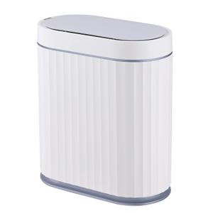 ELPHECO Bathroom Trash can Motion Sensor, AutomaticGarbage can, Slim Plastic Smart Trash Bin with Lid, Commercial Intelligent Wastebaskets for Bedroom, Bathroom, Office, White Grey