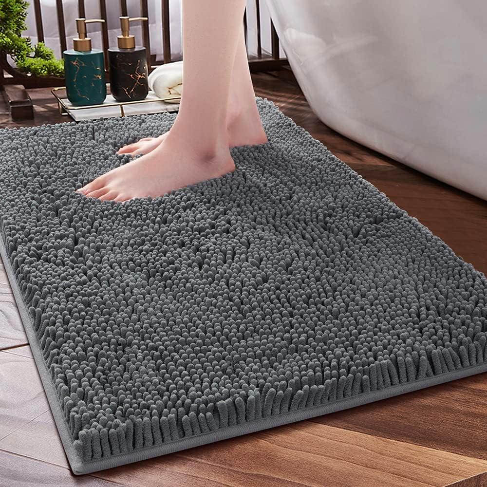 SONORO KATE Bathroom Rug 32"20", Non-Slip Bath Mat,Soft Cozy Shaggy Thick Chenille Bath Rugs for Bathroom,Plush Rugs for Bathtubs,Water Absorbent Rain Showers and Under The Sink, (32"20", Dark Grey)