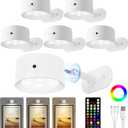 Picture Lights for Wall, 2000mAh Rechargeable Magnetic Art Lights with 3 Color Temps & RGB, Remote Dimmable Battery Operated Wall Light for Bedroom, Living Room, Gallery (White, 6 Pack)