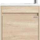 16 Inch Floating Vanity Bathroom Wall Mounted Vanity with Sink Basin & Chrome Faucet Set for Small Spaces (Brown)
