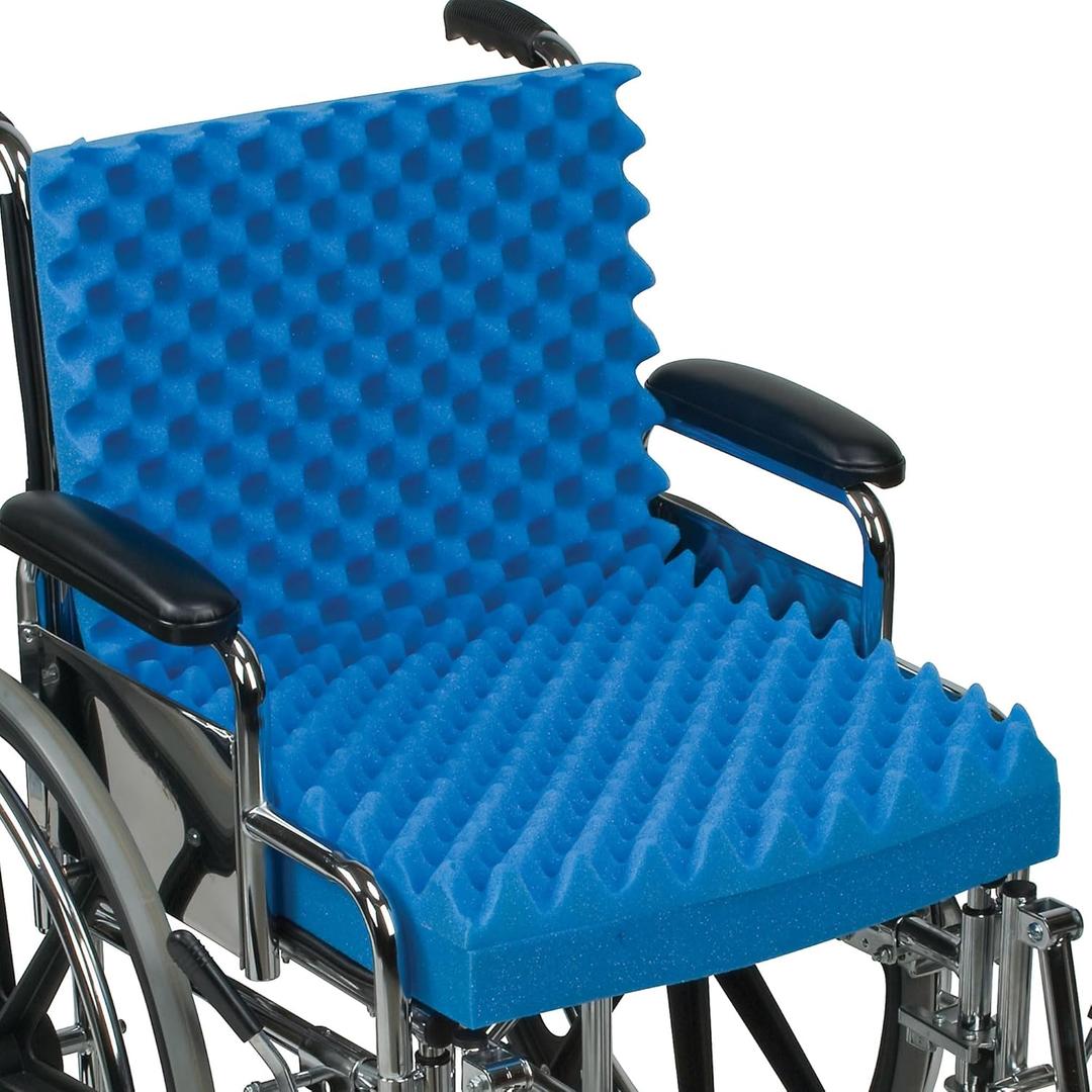 DMI Egg Crate Sculpted Foam Chair Cushion, Seat Cushion, Car Seat Cushion, Office Chair Cushion Relieves Back Pain, Tail Bone Pain, Sciatica, 32 X 18 X 3 inches, Full Back,1 Count (1 Count (Pack of 1))