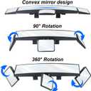 15" Rear View Mirror with Baby Mirror,Car Panoramic Rearview Mirrors Extender,Clip on Large Wide Angle Rear View Mirror for Truck Car and SUV (White)