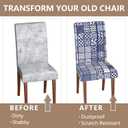 Stretch Dining Chair Covers Set of 2,Floral Print Chair Covers,Soft Removable Washable,Pet Friendly Furniture Protector,Universal Chair Slipcovers for Home, Kitchen,Ceremony Dining Room Seat (B-aqua Squares)
