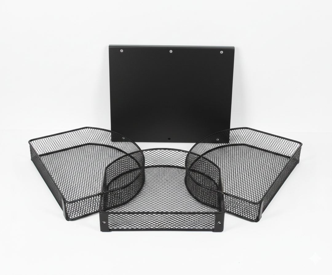 Desk File Organizer, Metal Mesh Folder Organizer for Documents, Mail & Office Papers (Black)