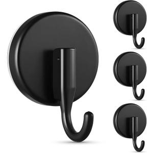 OUTXE Wreath Hanger for Front Door, Upgraded Suction Cup Reef Hook for Glass Window/Over Door, Christmas/Thanksgiving/Halloween/July 4th/Easter/Valentine/Spring/Summer/Fall (Black, 4-Pack)