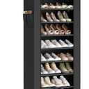 SONGMICS Shoe Rack, 9 Tier Shoe Organizer with Nonwoven Fabric Cover, Shoe Storage Shelf for 27-35 Pairs of Shoes, Entryway, Suitable for Sneakers, High Heels, Flats, and Boots, Black URXJ10H