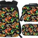School Backpack Set for Girls Boys 3-in-1 Kids Teens Elementary Middle School Bookbag with Lunch Bag Pencil Case (One Size)