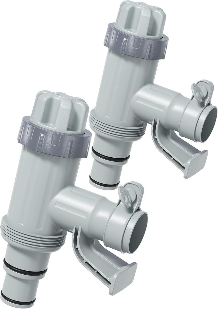 [PATENTED] Deeroll Pool Plunger Valve Plus for Above Ground Pool - 2-in-1 Plunger Valve Replacement Parts, Pool Accessories, 1/4 Inch Pool Pipe Holder with Plunger Valve(2PCS)