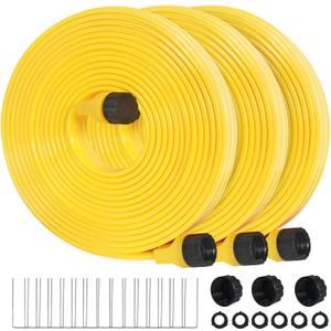 Sprinkler Hose 15 ft 3-Pack, Flexible Short Sprinklers Soaker Hose for Yard, Lawn Drip Irrigation Hose System for Garden Watering (15 ft 3-Pack) (Yellow)