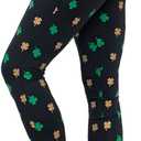 Tipsy Elves Fun St. Patrick's Day Leggings for Women for Parties and Festivals High Waisted and Low Waisted Styles (Black, S)