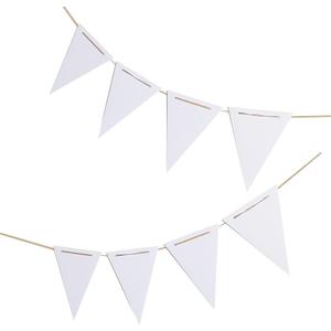 White Pennant Banner,White Vintage Double Sided Triangle Flagfor Party Decoration,Pack of 30pcs Triangle Flag