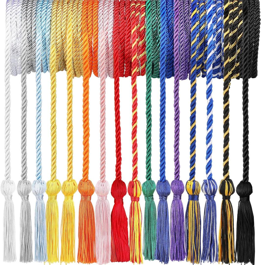 16 Colors 2025 Graduation Cords - Grad Honor Cords with Tassel for Bachelor Gown Graduation Gifts, Pink Gold Red White Silver Purple Green Blue