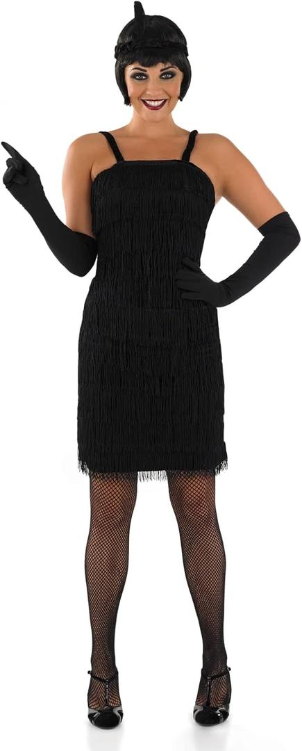fun shack Womens Flapper Costume Black Dress Decades 20s Costumes For Women (XX-Large)
