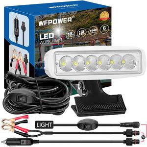 Upgrade LED Boat Lights with On/Off Switch, Super Bright Solid Waterproof Spotlight with Clip on Mount, Dual Power White T-Top 12V Marine Light Bar Spreader for Boat Dock Decking Truck Night Fishing