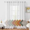 HOMEIDEAS White Linen Sheer Curtains, Linen Textured Semi Sheer Curtains 96 Inches Long, Farmhouse Light Filtering Privacy Window Drapes for Bedroom Living Room, 2 Panels, W52 x L96