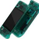 EXtremeRate Clear Emerald Green Custom Faceplate Back Plate for Steam Deck LCD, Handheld Console Replacement Housing Case, DIY Full Set Shell with Buttons for Steam Deck Console - Console NOT Included