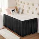 RIMELA Dorm Bed Skirt Twin XL 25 Inch Drop, Extra Long Wrap Around Elastic Bed Skirts Easy to Put On Twin Size Dust Ruffle, Black Bedskirt for Adjustable Bed Base Solid Silky Fabric Machine Washable