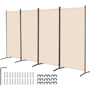 VEVOR Room Divider, 4 Panel Room Divider, Folding Privacy Screen and Portable Partition Divider for Room Separation, Freestanding Room Partitions for Office, Bedroom, Study, Beige