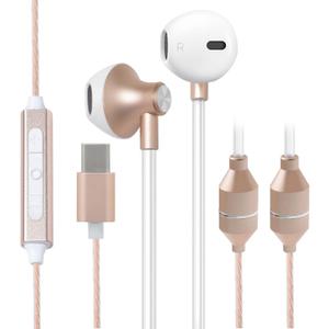 ibrain USB C Air Tube Headphones Type C EMF Free Earbuds with Patented Technology Wired Airtube Headsets with Microphone Safe in-Ear Earphones for Protection - Gold