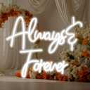 ineonlife Always Forever Neon Sign 15.4x12.6 inches Love Oh Baby White Letter LED Neon Lights for Bedroom Wall Decor Words USB Powered for Room Living Room Bar Club Hotel Party Wedding Engagement Wall Hanging