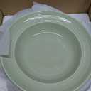 Wide Rim Soup Bowls, 11oz Small Capacity Rimmed Pasta Bowls Set of 4, 8 Inch Ceramic Salad Bowl, Shallow Plates, Elegant Dinner Cereal Serving - Microwave Dishwasher Oven Safe - Green