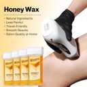 Roll on Wax Kit for Hair Removal at Home Roller Waxing Depilatory for Women Men Honey Soft Wax Kit for Coarse & Thick Hair with Warmer and Strips