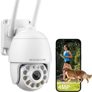 Cameras for Home Security 4MP HD, Hosafe WiFi Security Cameras Wireless Outdoor, Outdoor Camera Wireless, Floodlight Motion Detection, Pan Tilt Auto Tracking, Two Way Audio, Color Night Vision, IP66