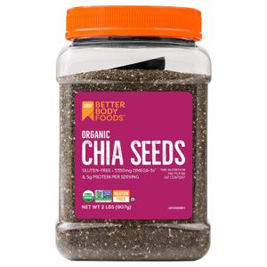 BBF Organic Chia Seeds 32 Oz, Omega-3 & Fiber, Pudding, Smoothies, Oatmeal (EXP 06/07/28)