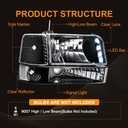 LED Headlights for 1992-1996 Ford F150/F250/F350/ 1992-1996 Bronco Headlamp W/LED Bar Black Housing Clear Reflector