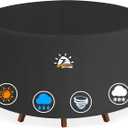 Round Patio Table Cover 110 Inch - 600D Outdoor Furniture Cover Round Waterproof & Heavy Duty, Lawn Furniture Set Covers Large for Outside Dining Table and Chairs Seating - 110 x 110 x 28 Inch