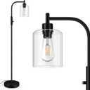 BoostArea Dimmable Floor Lamp, Standing Lamp with Glass Lampshade, 6W LED Bulb Included, Modern Standing Lamp, Bright LED Lamp for Living Room and Bedroom, Office