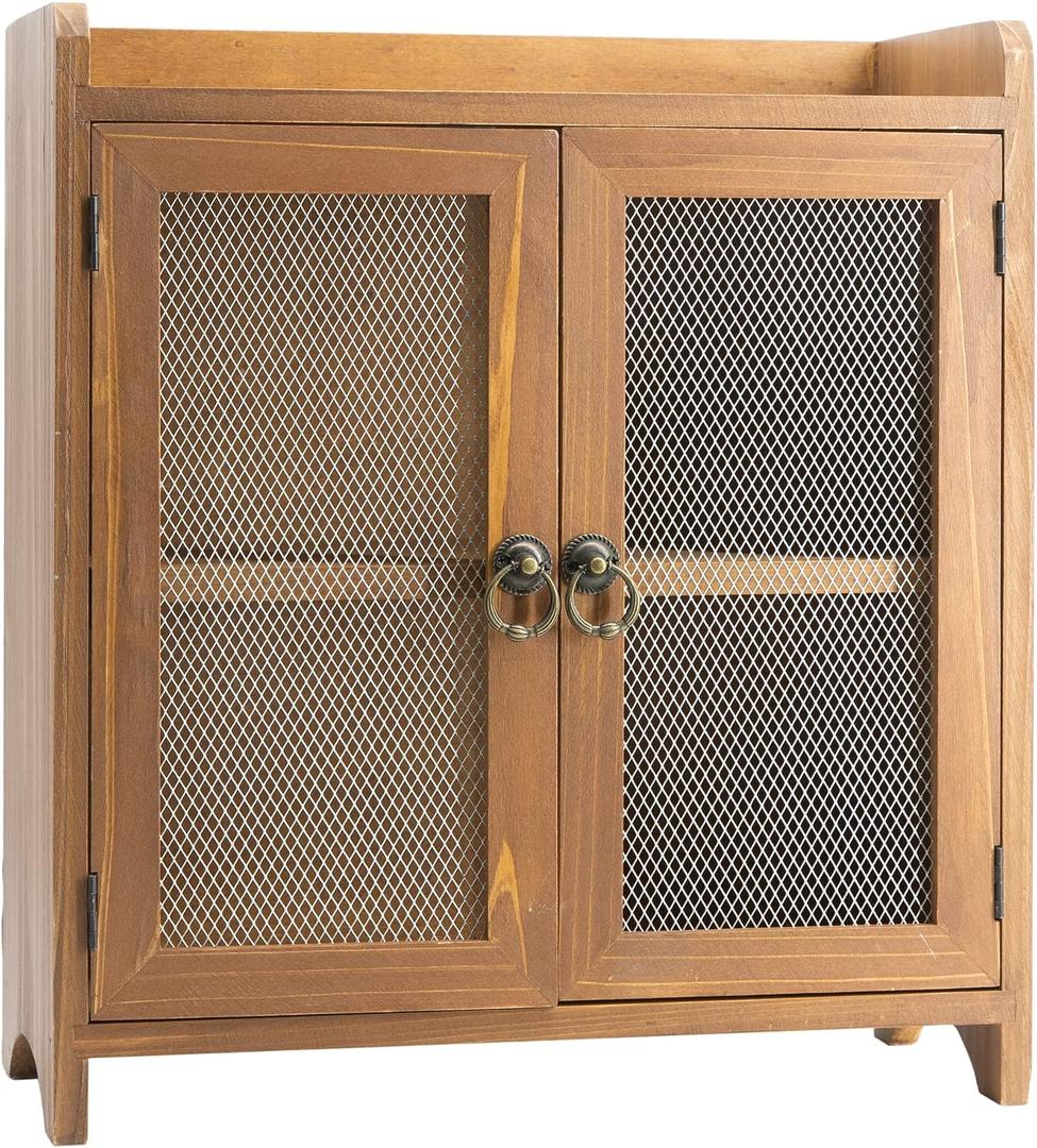 COLLECTIVE HOME - 2 Tiered Storage Cabinet, Countertop Cabinet, Wood Organizer for Kitchen Living Room Bedroom Bathroom Office with Magnetic Door, 15.75 x 14.5 x 6.5, Brown, 01, Small