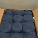 Klear Vu Omega Non-Slip Rocking Chair Cushion Set, Assembled in USA, Thick Padding & Tufted Design, Includes Seat Pad & Back Pillow with Ties, 17x17 Inches, 2-Piece Set, Twillo Indigo