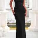 BTFBM Spring Dress for Women Sleeveless Solid Bodycon Homecoming Prom Cocktail Wedding Guest Dresses Summer Clothing (Black, XXL)
