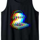 Headphones Music DJ House Music Sunset Artwork  Techno Rave Party Tank Top (Small, Black)