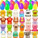 24 Pack Filled Easter Eggs for Kids Prefilled Egg Fillers Squishy Toys Stuffed Easter Eggs Easters Gifts Basket Stuffers for Kids Girls Toddlers Boys Non Candy Easters Egg Hunt Party Favors Animals