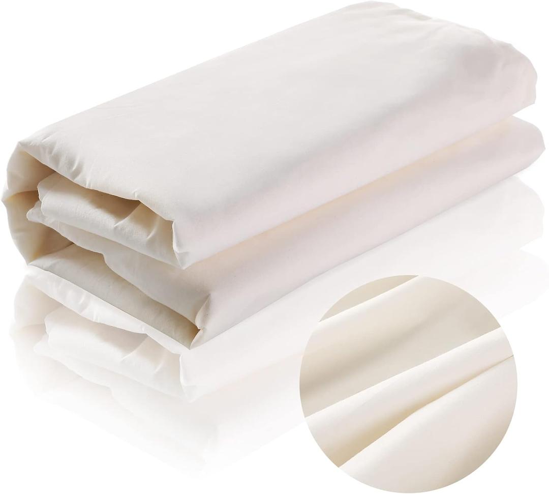 VitalCozy 63'' x 20 yd Unbleached Cotton Muslin Fabric Textile Wide Polyester Cotton Linen Material Embroidery Muslin Quilting Fabric by Yard for Sewing Apparel Painting(Beige)