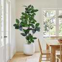6FT Artificial Green Rubber Tree - 72" Faux Trees Indoor with 70 Lifelike Vivid Leaves and 10 Heads, Tall Fake Potted Plant for Home Office Living Room Decor Housewarming Gift