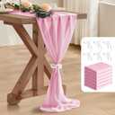 2 Pack 10 Ft Chiffon Table Runner Light Pink Gauze Long Table Runners 27x120 Inches Sheer Tulle Table Runner for Rustic Wedding Reception Bridal Shower Decorations Birthday Party