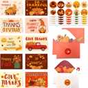 Jengaer 50 Pack 4 x 6 Inch Thanksgiving Cards with Envelopes & Stickers Thanksgiving Greeting Cards Bulk 10 Designs Fall Cards with Envelopes,with Blank Message Inside