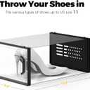 SEE SPRING X-Large Shoe Storage Box Fit Size 11, Clear Plastic Stackable Shoe Organizer for Closet, Space Saving Sneaker Shoe Rack Containers Bins Holders for Entryway, Under Bed, 12 Pack Black