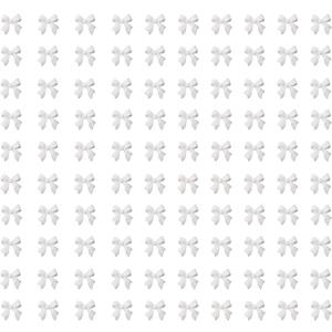 200 PCS White Bow Nail Charms for Women Girl, Mini Bows for Crafts, Resin Bow Nail Art Accessories, Bowknot for DIY 3D Nail Decorations