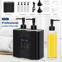 Lotion Warmer, Yofuly Massage Oil Warmer for Massage Therapy, Electric Massage Oil Heater with Four Oil Bottles, Portable Cream Warmer Heated Dispenser for Spa, Salon and Home Use, Matt Black